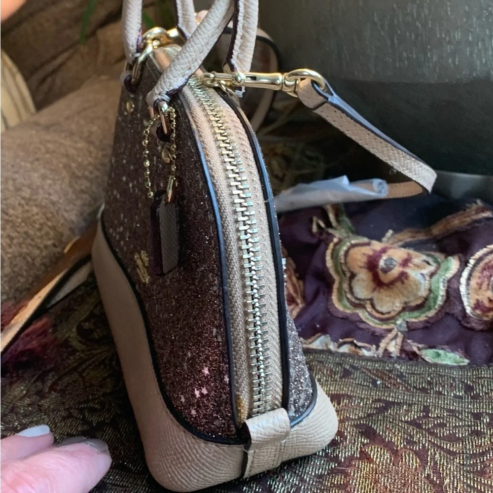 Authentic COACH Leather/glitter stars small zip top satchel/Crossbody - Picture 16 of 16